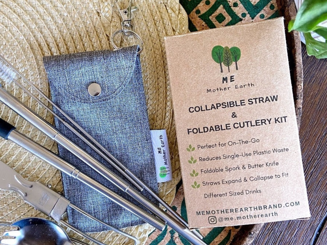 COLLAPSIBLE STRAW & FOLDABLE CUTLERY KIT