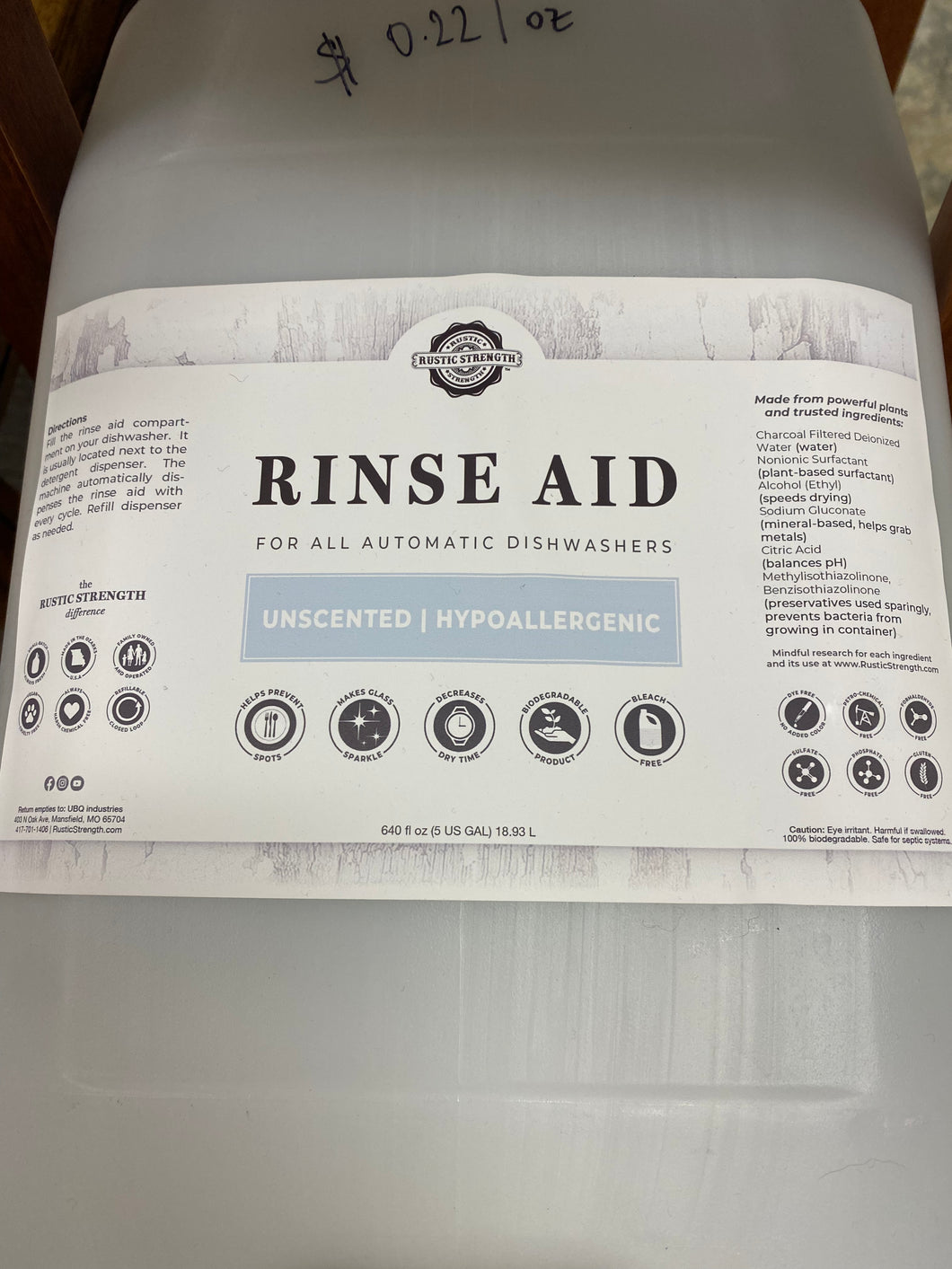 RINSE AID FOR AUTOMATIC DISHWASHER